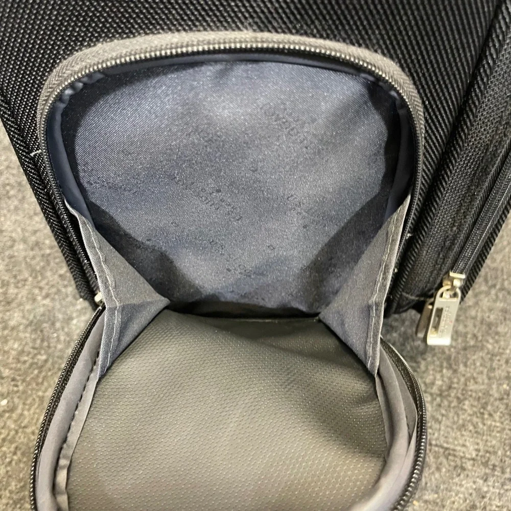 US Luggage New York Black Ballistic Nylon Rolling Catalog Case Wheeled Briefcase